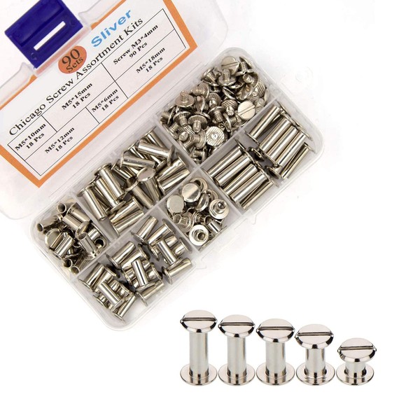 CYH 90 Pairs Chicago Screws Set, Binding Screws Kit, 5