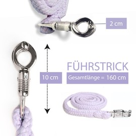 Lead Rope with Panic Hook, for Horses, Ponies, Shetty, Donkey, Tie Rope in Many Stylish Designs, Length 1.60 m (Baby Purple)