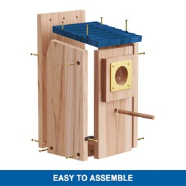 Bluebird Houses 2Pack for Outside with Copper Guard, Pole, Thicken Wooden Hanging Birdhouse Clearance Garden Country Cottages, Nesting Box for Bluebird Finch Swallow Wren Chickadee Wild Bird Supplies
