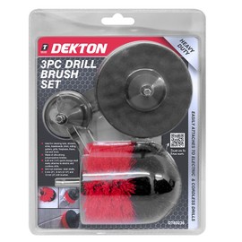 Dekton 3PC Drill Brush Set, Red, Standard