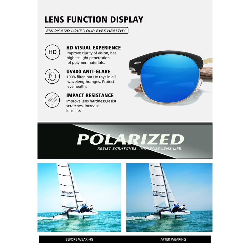 KINGSEVEN Handmade 2023 Sunglasses Made of Black Walnut Wood Men