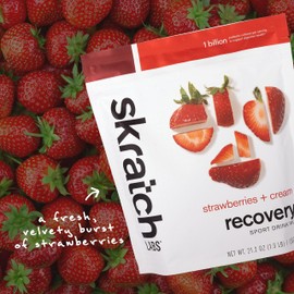 SKRATCH LABS Recovery- Sport Drink Mix | Complete Milk Protein with Carbs, Electrolytes, and Probiotics | Post Workout Powder | Strawberries + Cream