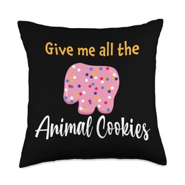Give Me All The Animal Cookies Funny Frosted Food Crackers Throw Pillow