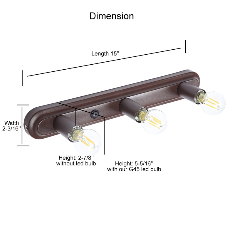 Maichis 15'' RV Wall Sconce with 3 LED Bulbs (Included),