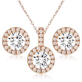 aliba Women's Earrings Necklace, Pendant, Birthday Gift, Popular Brand, Accessory, High-End Zirconia, Adjustable 15.7-17.7 inches (40-45 cm), Cubic Zirconia