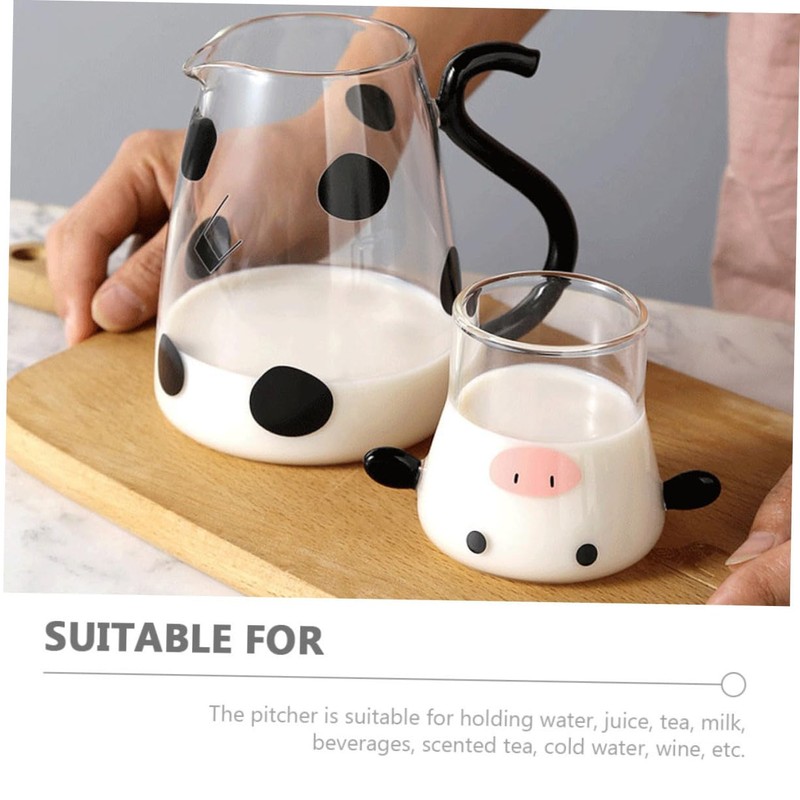 FUNOMOCYA Cute Cow Pitcher Set l Cold Water Bottle Fridge