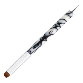 French Manicure Brush -2 Way Nail Art Brush with Dotting Manicure Tool for Manicure Cuticle Clean Up Nail Art Design- Professional Nail Salon Quality Brush, Nail Dotting Pen (White, 12#)