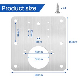 Cozy Inviting Stainless Steel Hinge Repair Plate, 4 Repair Plates with 24 Pieces Screws, 9 x 9 cm Kitchen Hinge Repair Plates for Kitchen Cabinet, Drawer, Door