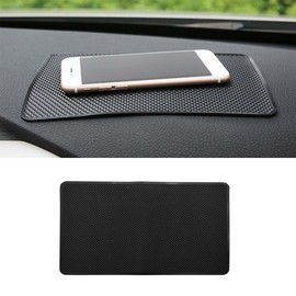 Car Dashboard Anti-Slip Silicone Pad, 10'' x 6'' Black Grid Sticky Adhesive Mat, Car Grasping Pad, Multifunctional Gripping Mat for Phones, Keys, Sunglasses, Coin, Electronic Devices (27×15 CM)