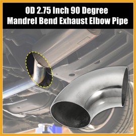 Partuto 1pcs OD 2.75 Inch 90 Degree 1.5mm Thickness Mandrel Bend Elbow SS304 Stainless Steel Bend Tube Exhaust Elbow Pipe for Car Modified Exhaust System Replacement