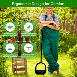 HAWCAFU Edger Lawn Tool 41 Inches with Two Replaceable Blades Manual Lawn Edger with T-Grip for Yard, Garden, Landscaping, Sidewalk and Flower Bed