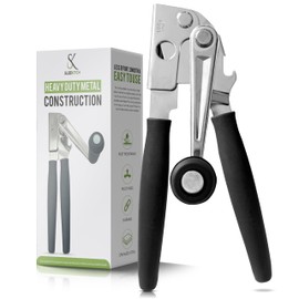 Commercial Can Opener, Manual Heavy Duty Hand Crank, Large Handheld Can Opener Easy for Big Cans, Swing Grip Design, Manual Can Opener with Comfortable Easy Crank Handle, Black