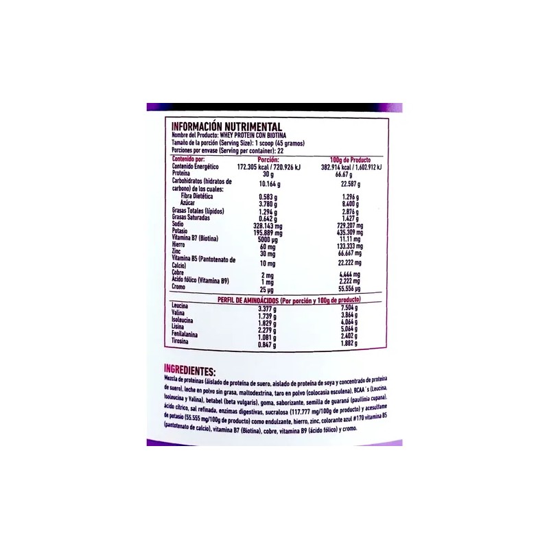 Whey Protein Biotina Taro (proteína Bariatrica) 1 Kg Protgt