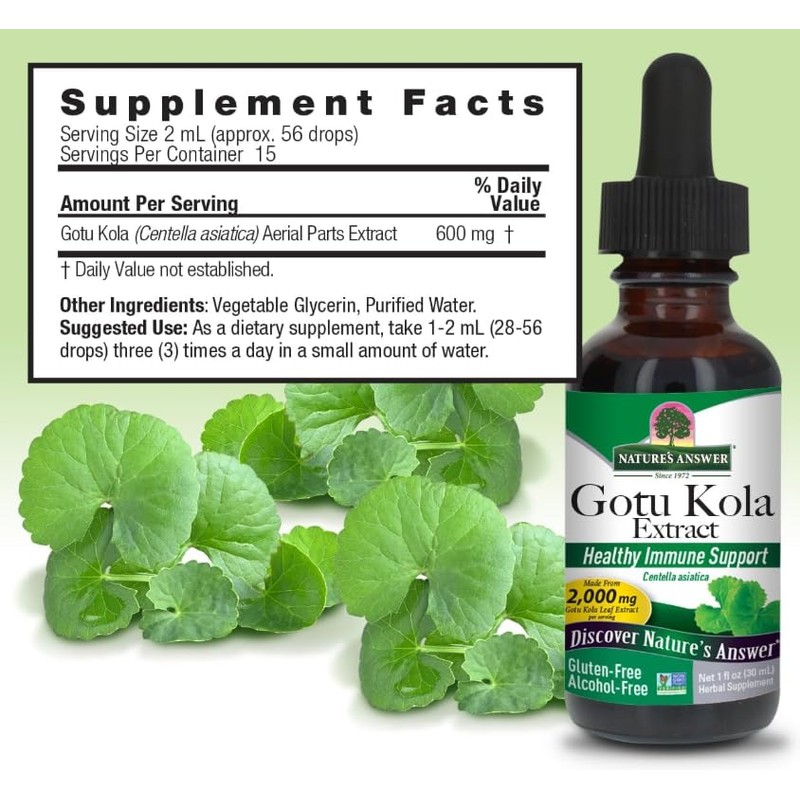 Natural's Answer GotuKola Extract, Gluten-Free, Alcoohol-Free, 30 ml