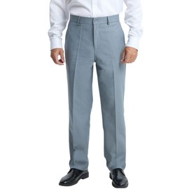 LETAOTAO Men's Classic Fit Dress Pants, Wrinkle-Free Flat Front Straight Leg Formal Pants for Business & Office (Heather Grey, 38Wx30L)