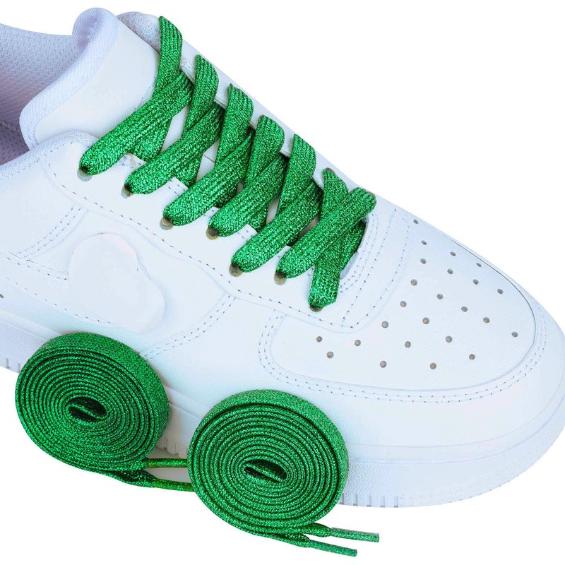 Olukssck [2 Pairs] Flat Glitter Shiny Metallic Shoe Laces for