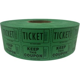 THE TICKET GURUS-Double Raffle Ticket Roll : roll of 2000-(Green)