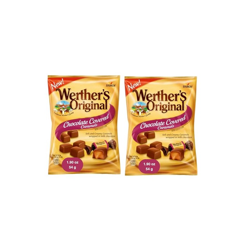 ORIGINAL CHOCOLATE COVERED CARAMELS, 1.90 0Z (pack of 2) WERTHER'S