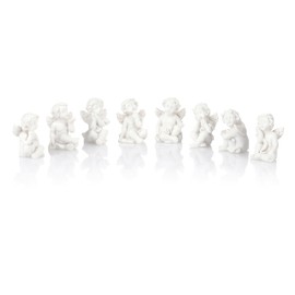 Nordstern Angel Figures Set of 8 - Angel Figures for Table Decoration, Guardian Angel, Gift for Christening or Christmas, White - 3 x 2 cm