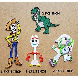 M I GENIUS CARTOON CHILD PATCHES Lot of 4 Triangular Embroidered Iron-On Patches: Movie, Cartoon Theme, 1.6X5.1 INCH, Blue, Cotton, Kid