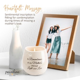 Pavilion Light Your Way Memorial Ceramic Vessel - 100% Soy Wax Candle with "In Remembrance Of My Mother's Eternal Light And Love" Text, Decorative Soy Filled Candle, Scent of Tranquility, 8 oz, White