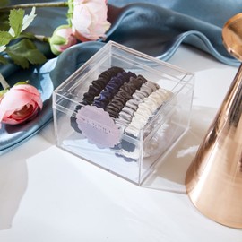 THXSILK Hair Silk Hair Bobbles Elastic Hair Bands Ponytail Ropes for Women Hair Accessories (Small Cool Tone (Pack of 5)