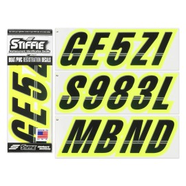STIFFIE Techtron TT85 Boat PWC Letter Number Decal Registration BK DAY GLOW YELL