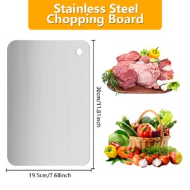 TNOMSNO 304 Stainless Steel Chopping Board, Multifunctional BPA Free Chopping Board for Pasta, Kitchen, Baking, 30 x 19 cm