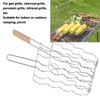 Corn Grilling Basket Stainless Steel Beech Wood Handle Even Heat