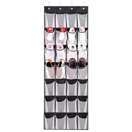 Pockets Door Hanging Shoe Storage - Door Organiser with 28 Compartments Holds 14 Pairs of Medium Shoes 56 x 6.3 x 150 cm