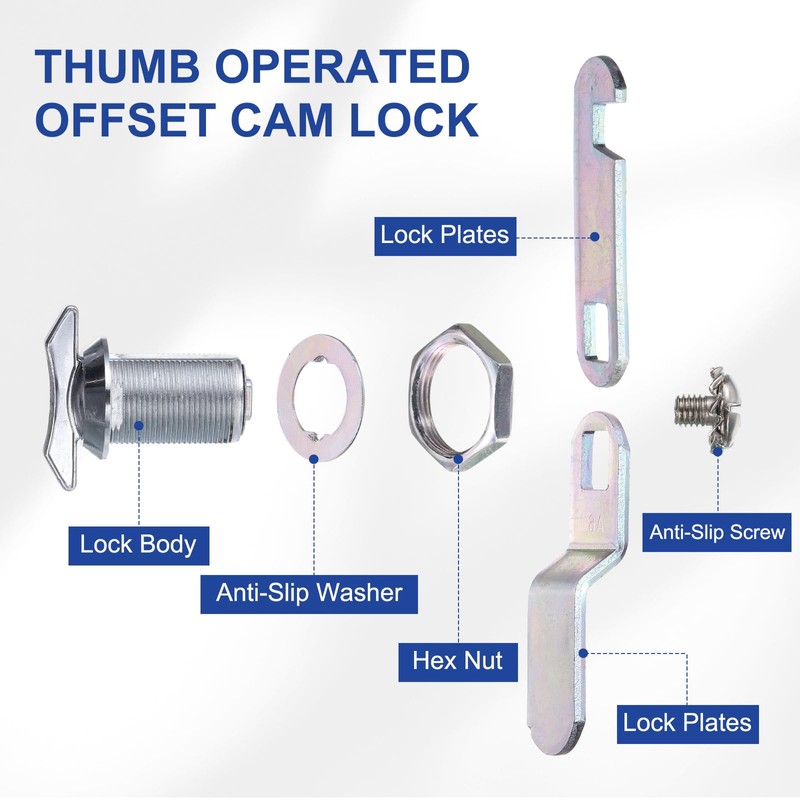 PATIKIL 1 Inch Thumb Operated Offset Cabinet Locks, 2 Pcs