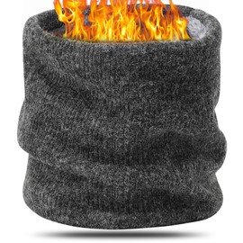 BARFULKER Winter Neck Tube Men Women Warm Lined Knitted Scarf Ski Neck Warmer Face Scarf Fleece Loop Scarf Windproof Face Mask Unisex Dark Grey, darkgray
