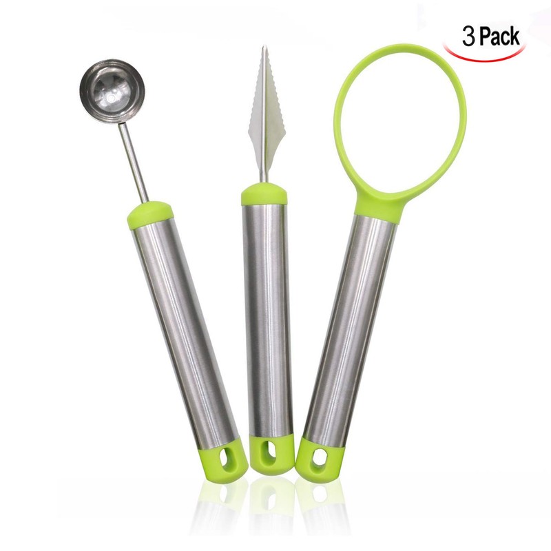 Xrten Multifunctional Fruit Cutter Set, Stainless Steel Melon Cutter, Fruit