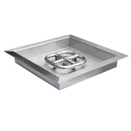 onlyfire Stainless Steel 12" Drop-in Square Fire Pit Pan, with 6" Square Fire Burner