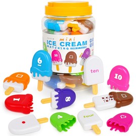 Ice Cream Toy Set - Number & Shape Sorting Stacking Bucket for Toddlers - Educational Counting Color Recognition - Montessori Math Learning Toys for Kids Ages 3+Year Old