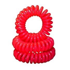Miya® Plastic Mini Scrunchie in Light Red Elastic Telephone Line Cable Wire Spiral Telephone Set of 3 High-quality Hair Scrunchie Bracelet