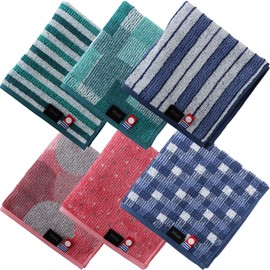 imaa Imabari Towel, Certified Hand Towel, Towel Handkerchief, Made in Japan, Antibacterial, Odor Resistant, Cotton, Bamboo Rayon, Bamboo Fiber, Vacuum Compression Pack (6 Bamboo C Assortments)