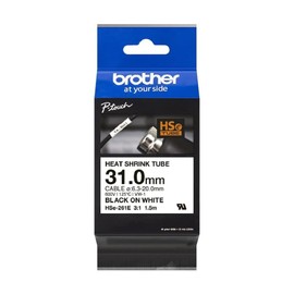Brother Genuine Pro Tape HSe-261E Heat Shrink Tubing - Black on White, 31mm*1.5m