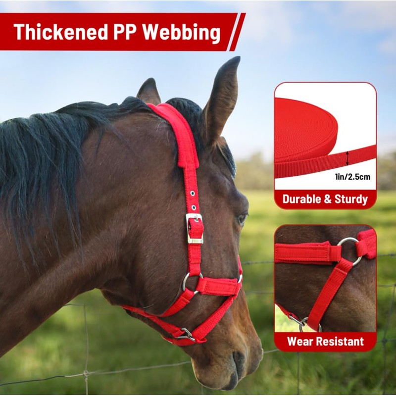Kabahorze Adjustable Horse Halter with Polar Fleece Lined, Rope Halters,
