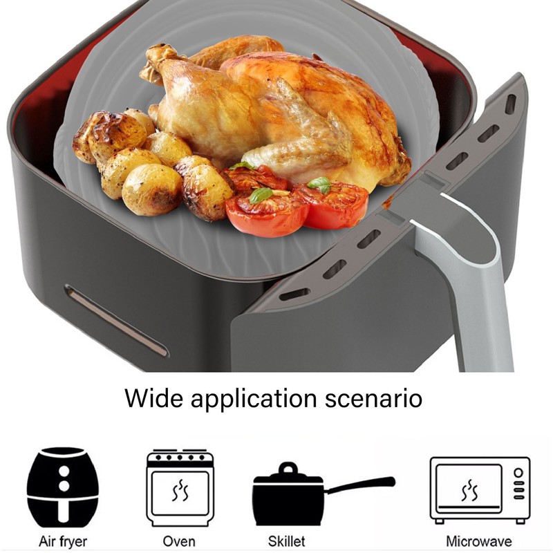 Fryer Silicone Liner Foldable Round Wavy Stripe Heat Resistant Reusable