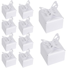 VGOODALL 50PCS Small Favor Boxes Bulk, 3D Butterfly Candy Boxes White Baby Shower Favor Boxes for Wedding Birthday Party Gift Treat Box