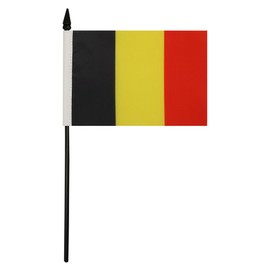 Belgium Table Flag 4'' x 6'' - Belgian Desk Flag 15 x 10 cm - Black plastic stick and base - AZ FLAG