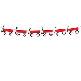 4" Tall Red Wagon Garland, Red Wagon Banner, Red Wagon Decorations