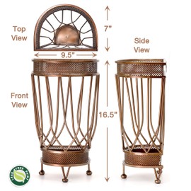 Dualplex Super Quality Umbrella Stand, Umbrella Holder, Antique Look Metal Entry Hallway Décor, Wallside Style w/Removable Drip Tray Home Office Decoration Rack Holds Umbrellas Canes Walking Stick