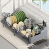 ROTTOGOON Expandable Dish Drying Rack,Multifunctional Adjustable Dish Drainer with Swivel
