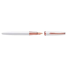 Pelikan Pelikan Füller Jazz Noble, Perlmutt (Weiß), für Rechtshänder und Linkshänder, eleganter Metall-Patronenfüller, Feder M, in Faltschachtel, 821681