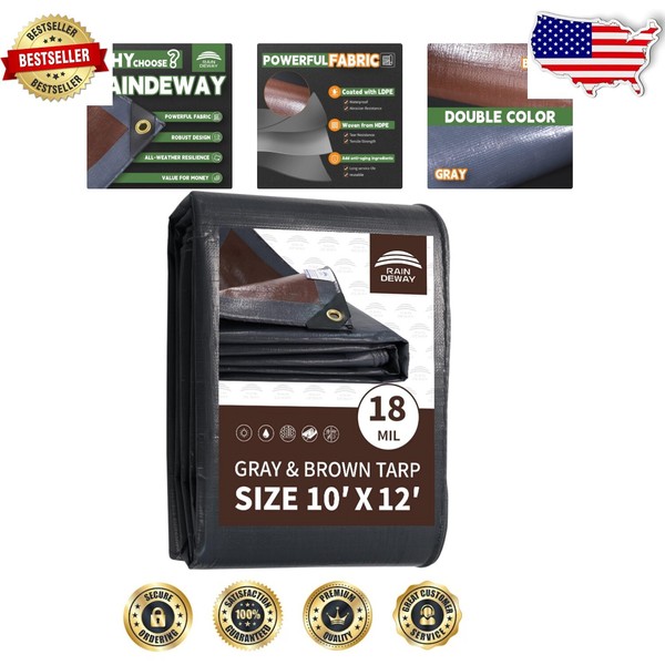 Premium 10'x12' Weatherproof Tarp with Grommets - UV Protection &