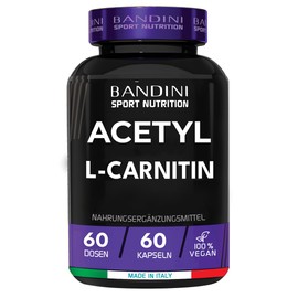 Bandini® Acetyl L-Carnitine 1000 mg - 60 Capsules | Premium Carnitine: Acetyl-L-Carnitine Hydrochloride | Metabolism Booster, Muscle Building, Recovery | High Dose, No Additives, Vegan, Laboratory