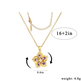 KONPJE Spinning Necklace for Women Gold Flower Fidget Necklaces Rotatable Crystal Blossom Pendant Necklace Adjustable Spinning Fidget Redbud Flower Necklaces Funny Valentine's Day Jewelry, Medium