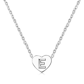 SBI Jewelry Women Silver Initial Necklace E Name Love Heart Grandma Mom Daughter Sister Granddaughter Wife Girlfriend Cousin Best Friends Family BFF Birthday Anniversary Mothers Day